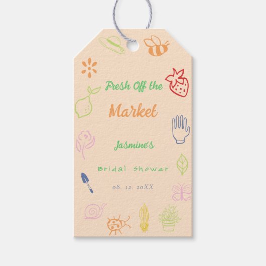 Vers uit de markt handgetrokken Vrijgezellenfeest Cadeaulabel (Voorkant)