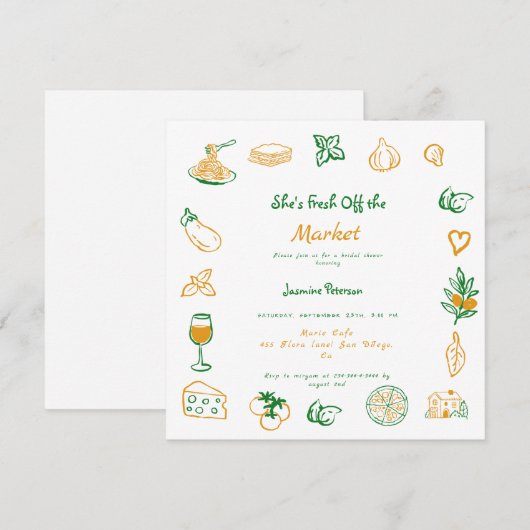 Vers uit de markt handgetrokken Vrijgezellenfeest Kaart (Voorkant / Achterkant)