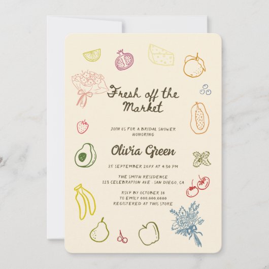 Vers uit de markt handgetrokken Vrijgezellenfeest Kaart (Voorkant)