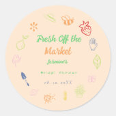 Vers uit de markt handgetrokken Vrijgezellenfeest Ronde Sticker (Voorkant)