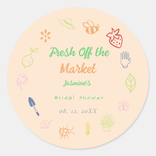 Vers uit de markt handgetrokken Vrijgezellenfeest Ronde Sticker (Voorkant)