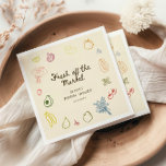 Vers uit de markt handgetrokken Vrijgezellenfeest Servet<br><div class="desc">Vier liefde en een nieuw begin met onze heerlijke "Off The Market" vrijgezellenfeesten servetten, geïnspireerd op de charme en levendigheid van een boerenmarkt. Deze unieke servetten zijn de perfecte aanvulling op een vreugdevolle bijeenkomst, met kleurrijke handgetekende iconen van vers fruit, knapperige groenten en prachtige bloemenboeketten. Elke illustratie barst van de...</div>