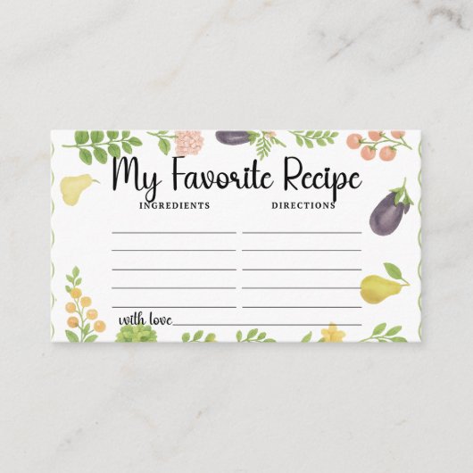 Vers uit de markt Mijn favoriete recept Informatiekaartje (Voorkant)