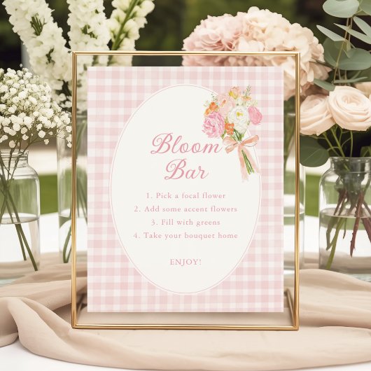 Vers uit de markt Roze Bruidsfeest Bloemenbar Poster