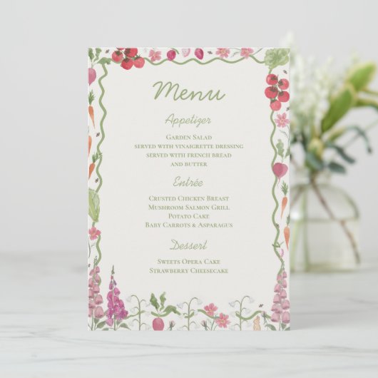 Vers uit de markt Vrijgezellenfeest Menu (Staand voorkant)