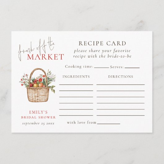 Vers uit de markt Vrijgezellenfeest Recept Kaart (Voorkant)