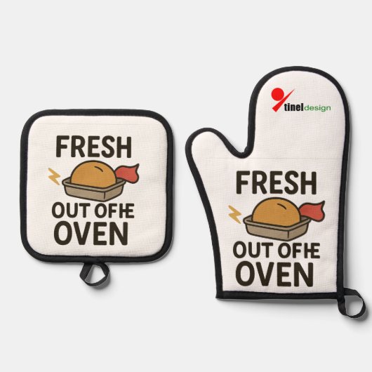 Vers uit de oven ovenwant & pannenlap set (Voorkant)