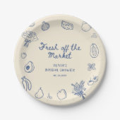 Vers van de markt Blauwe Hand getekend Papieren Bordje (Voorkant)