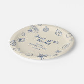 Vers van de markt Blauwe Hand getekend Papieren Bordje (Gekanteld)