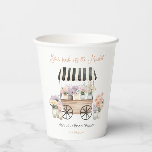 Vers van de markt Bloemen Vrijgezellenfeest Papieren Bekers (Achterkant)