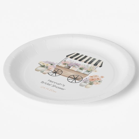 Vers van de Markt Bloemige Bruidsdiner Bruiloft Papieren Bordje (Gekanteld)