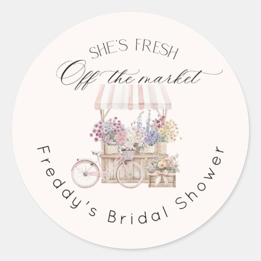Vers van de Markt Boho Bloemen Kar Bruids- Ronde Sticker (Voorkant)