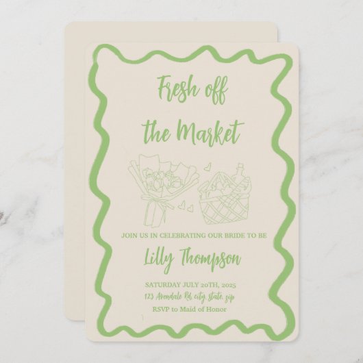 "Vers van de markt" Bridal Shower Uitnodiging (Voorkant / Achterkant)