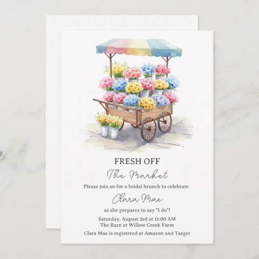 Vers van de markt Bruids Douche uitnodiging (Voorkant / Achterkant)