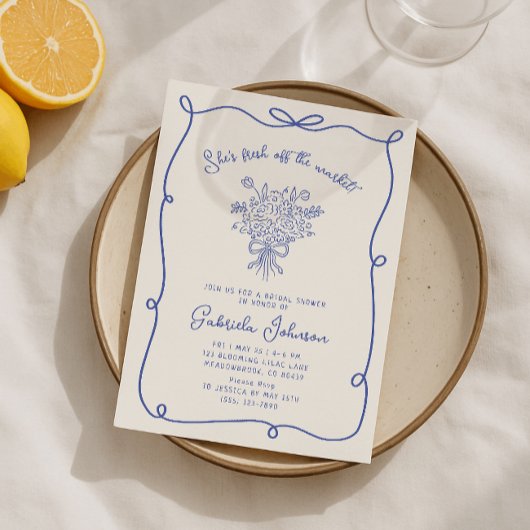 Vers van de markt Bruids douche uitnodiging