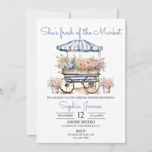 Vers van de markt Bruids Douche Uitnodiging Temp (Voorkant)