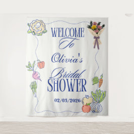 Vers van de Markt Bruidsfeestje Whimsical Getekend Wandkleed