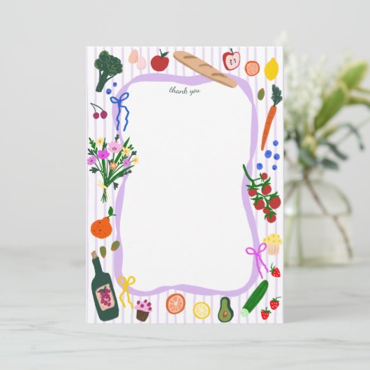 VERS VAN DE MARKT Cute Custom Bruidsdouche Bedankkaart (Staand voorkant)