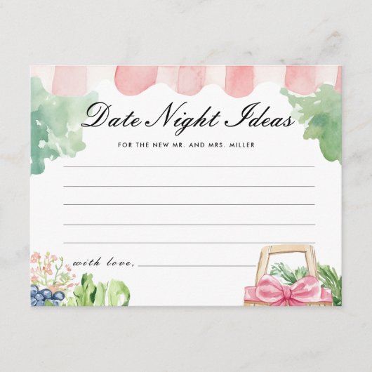 Vers van de markt datum nacht Vrijgezellenfeest Informatiekaartje (Voorkant)