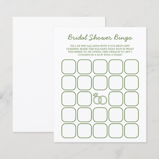 Vers van de markt Green Vrijgezellenfeest Bingo (Voorkant / Achterkant)