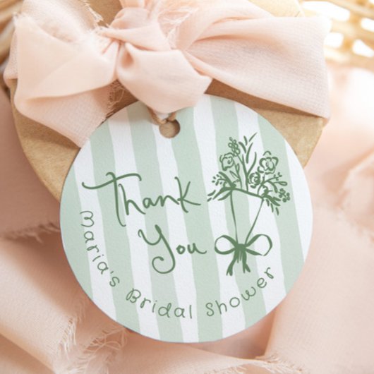 Vers van de markt grillige groene hand getrokken bedankjes labels