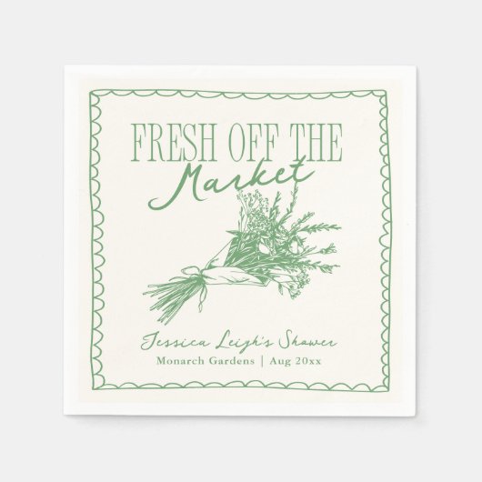 Vers van de markt Groen Vrijgezellenfeest Servet (Voorkant)