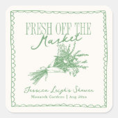 Vers van de markt Groen Vrijgezellenfeest Vierkante Sticker (Voorkant)
