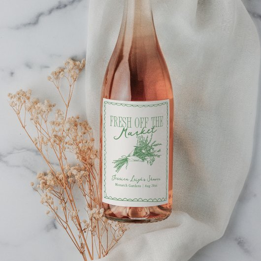 Vers van de Markt Groene Bruidsdouche Wijn Etiket