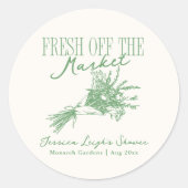 Vers van de Markt Groene Bruiloftsborrel Ronde Sticker (Voorkant)
