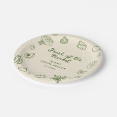 Vers van de markt Groene Hand getrokken Papieren Bordje (Gekanteld)