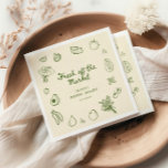 Vers van de markt Groene Hand getrokken Servet<br><div class="desc">Vier liefde en een nieuw begin met onze heerlijke "Off The Market" vrijgezellenfeesten servetten, geïnspireerd op de charme en levendigheid van een boerenmarkt. Deze unieke servetten zijn de perfecte aanvulling op een vreugdevolle bijeenkomst, met groene handgetekende iconen van vers fruit, knapperige groenten en prachtige bloemenboeketten. Elke illustratie barst van een...</div>