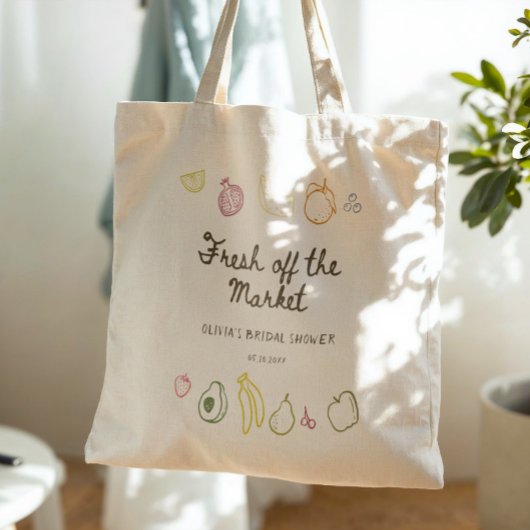 Vers Van De Markt Handgetekende Bruidsdouche Tote Bag