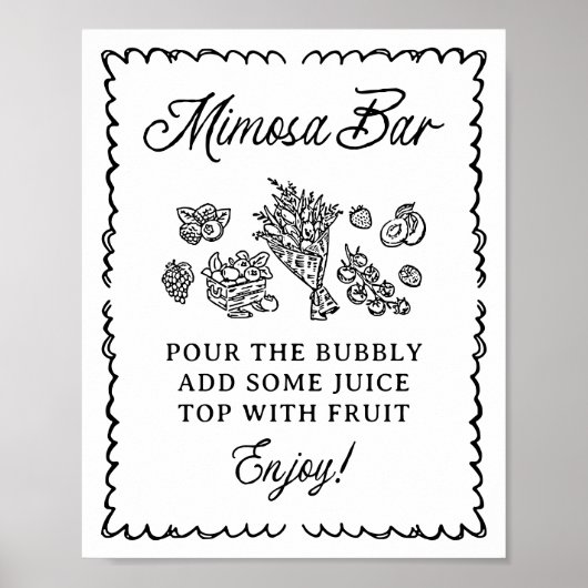 Vers van de markt Mimosa Bar Vrijgezellenfeest Tek Poster (Voorkant)