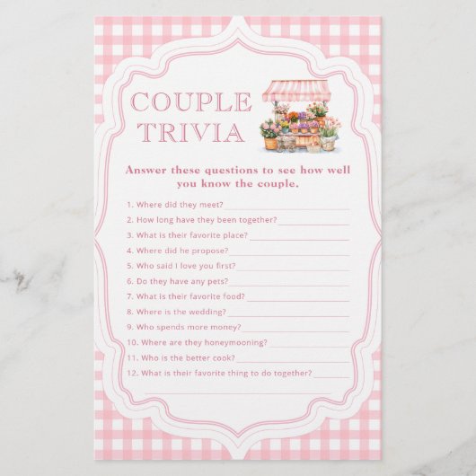 Vers van de markt paar trivia bruids spel (Voorkant)