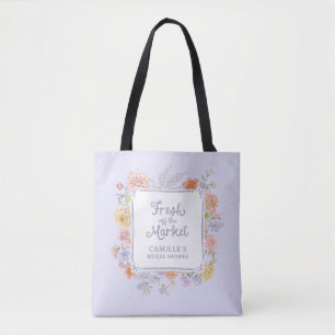 Vers van de Markt Paarse Bloemen Tote Bag