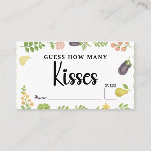 Vers van de markt raden hoeveel kussen bruids informatiekaartje (Voorkant)