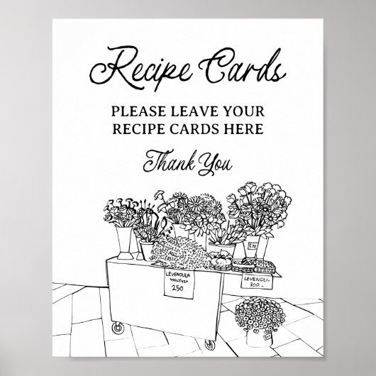 Vers van de markt Recept Kaarten Douche Teken Poster (Voorkant)