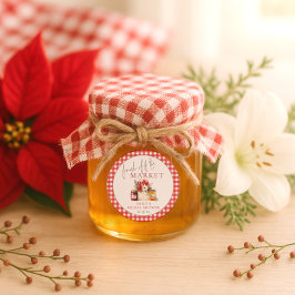 Vers van de markt Red Gingham Vrijgezellenfeest Ronde Sticker