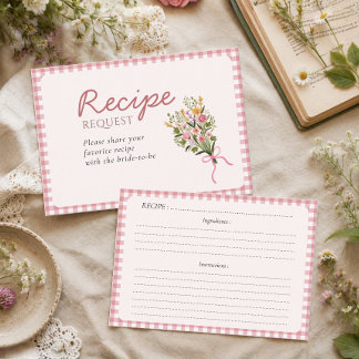 Vers van de markt roze gingham Recept verzoek Informatiekaartje