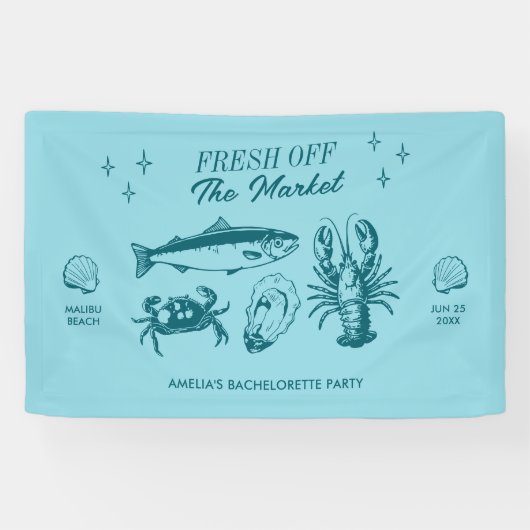 Vers van de markt Seafood Bachelorette Party Spandoek (Horizontaal)