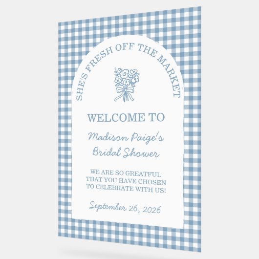 Vers van de markt Vrijgezellenfeest blauw Acryl Bord (Hoek)