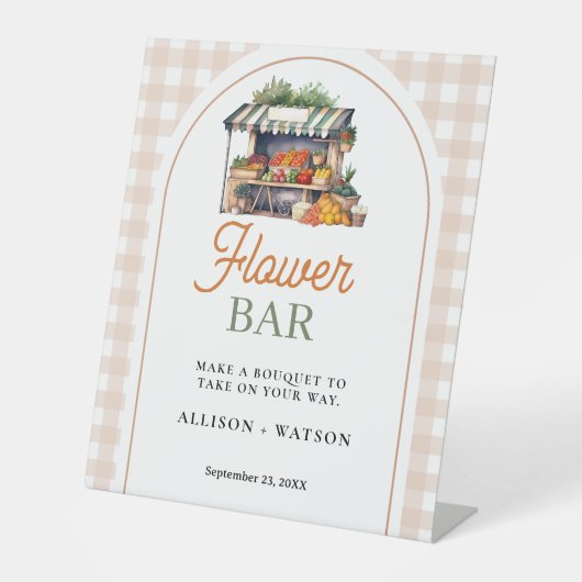 Vers van de markt vrijgezellenfeest bloemenbar Tek Reclamebord Met Voetstuk (Voorkant)