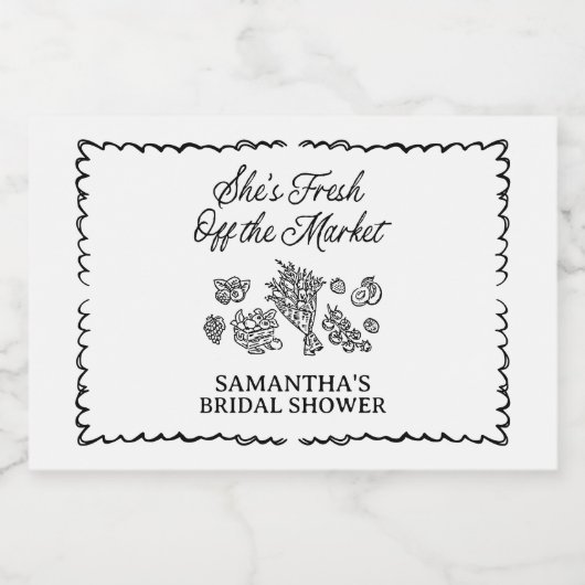 Vers van de markt Vrijgezellenfeest, boerenmarkt Sparkling Wijnetiket (Enkel label)