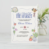 Vers van de markt Vrijgezellenfeest Whimsical Draw Kaart (Staand voorkant)