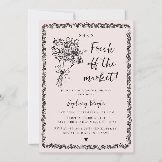 Vers van de Markt Whimsical Bruidsdouche Blush Kaart (Voorkant)