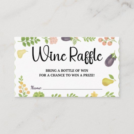 Vers van de markt Wijn Raffle Vrijgezellenfeest Informatiekaartje (Voorkant)