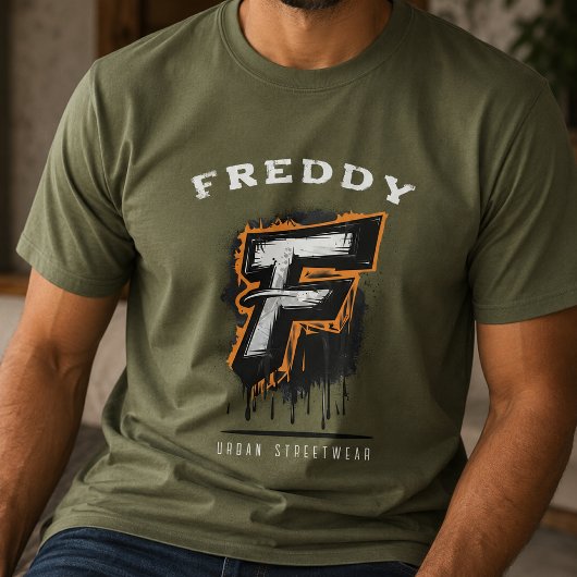 Vers van de muur: Bold Graffiti Monogram "F" T-shirt