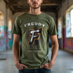 Vers van de muur: Bold Graffiti Monogram "F" T-shirt