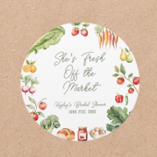 Vers van het Market Farmer's Market Vrijgezellenfe Ronde Sticker