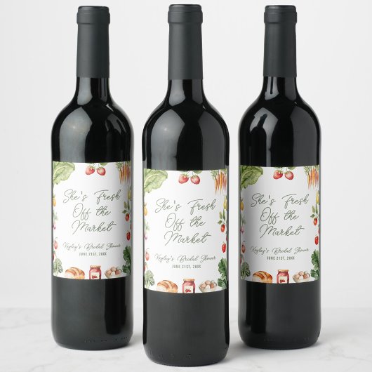 Vers van het Market Farmer's Market Vrijgezellenfe Wijn Etiket
